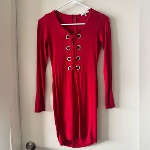 Charlotte Russe Lace-up Jersey Shirtdress